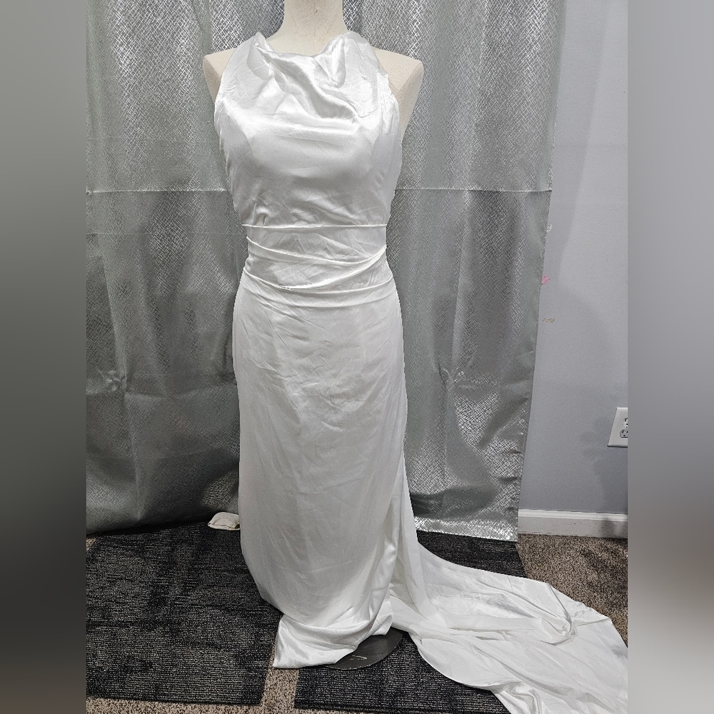 Elegant White Satin Gown